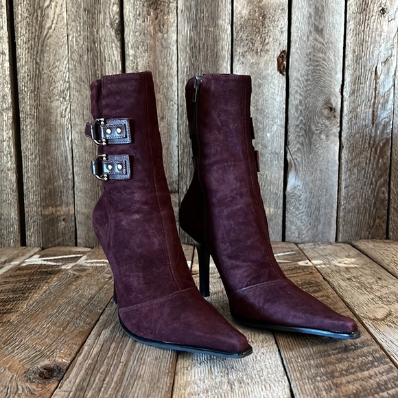 Diba Gillian Vintage Burgundy Suede Leather Boot Size 39 - Picture 5 of 7